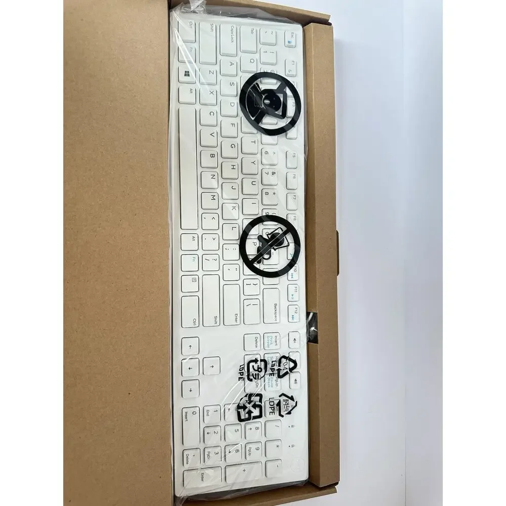 Dell KB216-WH-US Wired USB Multimedia Keyboard White QWERTY Open Box